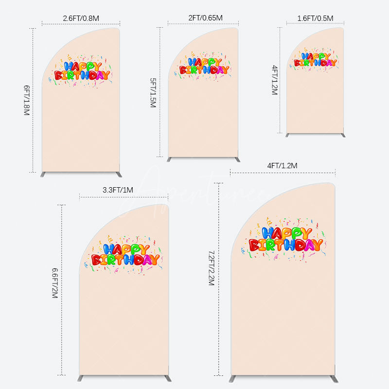 Aperturee - Aperturee Sweet Simple Happy Birthday Nude Color Half Moon Arch Backdrop