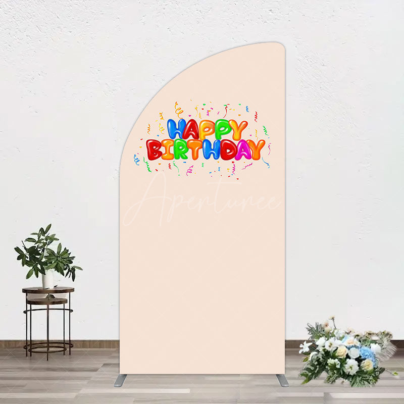 Aperturee - Aperturee Sweet Simple Happy Birthday Nude Color Half Moon Arch Backdrop