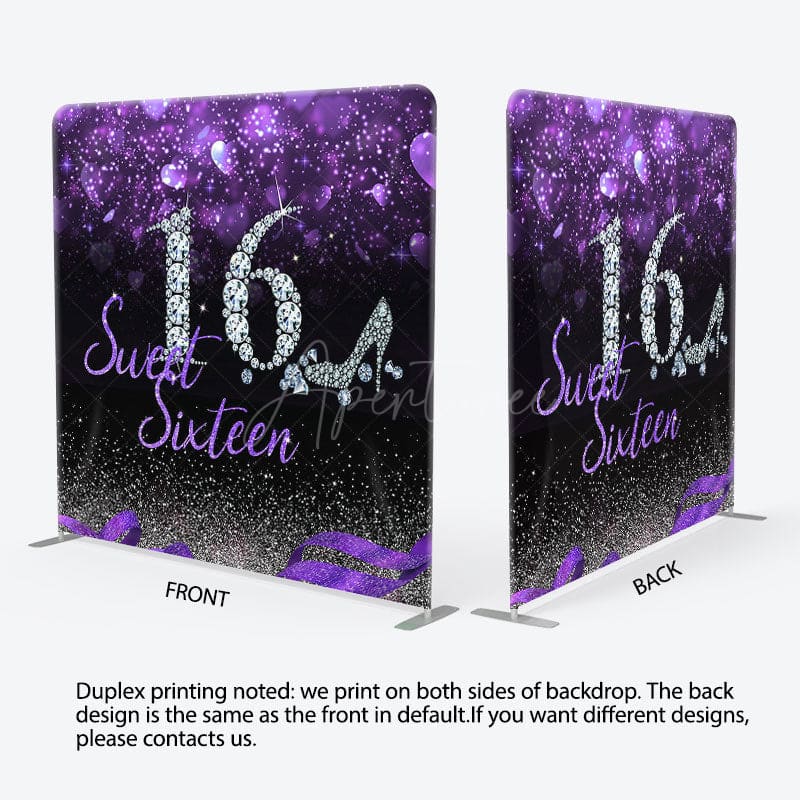 Aperturee - Aperturee Sweet Sixteen Glitter Fabric Backdrop Cover for Birthday