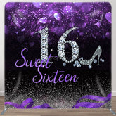 Aperturee - Aperturee Sweet Sixteen Glitter Fabric Backdrop Cover for Birthday