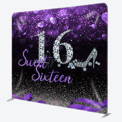 Aperturee - Aperturee Sweet Sixteen Glitter Fabric Backdrop Cover for Birthday