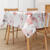 Aperturee - Aperturee Sweet Spring Vibe Tablecloth with Painted Flowers for Artistic Garden Party and Cheerful Dining Decor