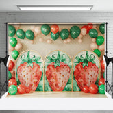 Aperturee - Aperturee Sweet Strawberry Balloon Birthday Cake Smash Backdrop