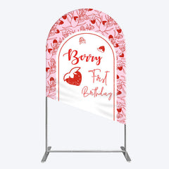 Aperturee - Aperturee Sweet Strawberry Cute First Birthday Arch Backdrop