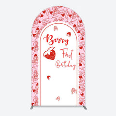 Aperturee - Aperturee Sweet Strawberry Cute First Birthday Arch Backdrop