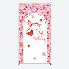 Aperturee - Aperturee Sweet Strawberry Cute First Birthday Rectangle Backdrop
