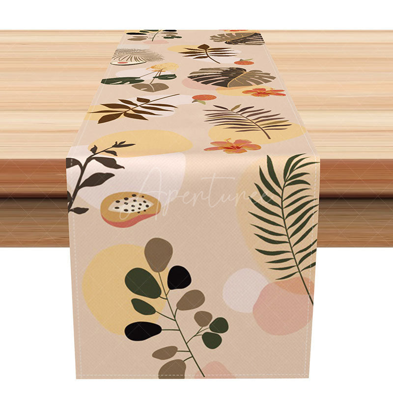 Aperturee - Aperturee Sweet Summer Abstract Table Runner in Earth Tones Modern Geometric Design Warm Neutral Vibe for Kitchen Decor