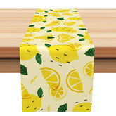 Aperturee - Aperturee Sweet Summer Lemon Table Runner Mediterranean Coast Vibe with Fresh Citrus Yellow Kitchen and Dining Decor