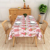 Aperturee - Aperturee Sweet Summer Rectangle Tablecloth Pink Ice Cream and Watermelon Dining Table Decor