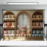 Aperturee - Aperturee Sweet Teddy Bears Window Cute Cake Smash Backdrop