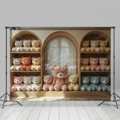 Aperturee - Aperturee Sweet Teddy Bears Window Cute Cake Smash Backdrop