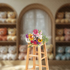 Aperturee - Aperturee Sweet Teddy Bears Window Cute Cake Smash Backdrop