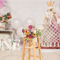 Aperturee - Aperturee Sweet Tent Balloons Birthday Cake Smash Backdrop