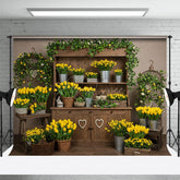 Aperturee - Aperturee Sweet Tulip Cabinet Wooded Yellow Indoor Backdrop