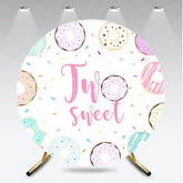 Aperturee - Aperturee Sweet Two Sweet Donut Theme Round Backdrop with Colorful Sprinkles Gold Glitter for a 2nd Birthday Party