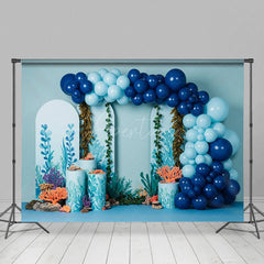 Aperturee - Aperturee Sweet Under The Sea Balloons Cake Smash Backdrop
