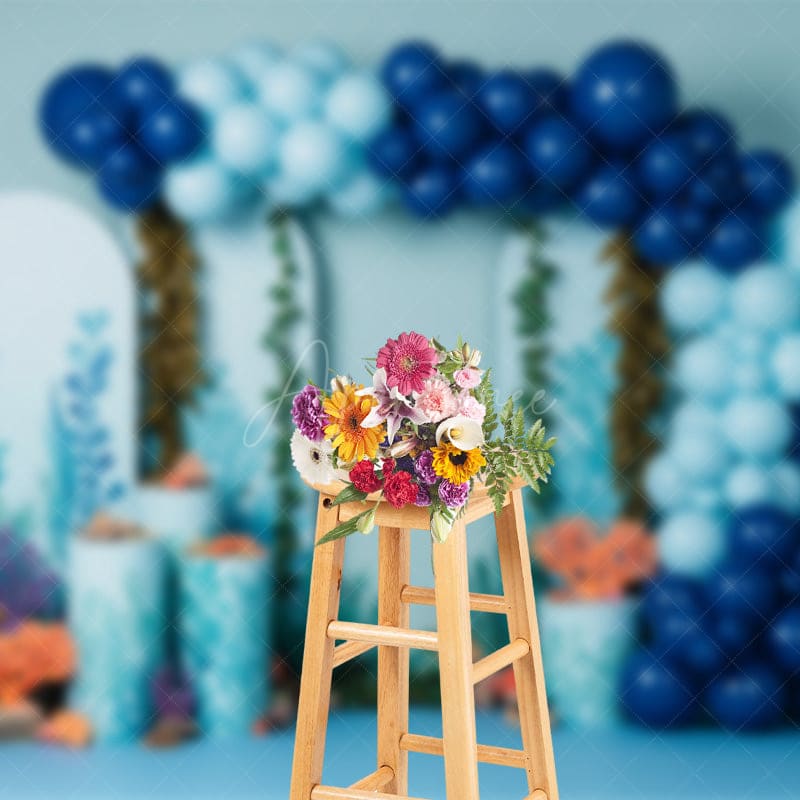 Aperturee - Aperturee Sweet Under The Sea Balloons Cake Smash Backdrop
