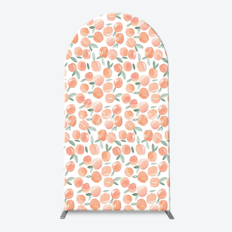 Aperturee - Aperturee Sweet Watercolor Peach Pattern Arch Backdrop Kit One Sweet Peach Text and Solid Blush for First Birthday Party