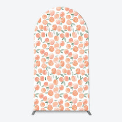 Aperturee - Aperturee Sweet Watercolor Peach Pattern Arch Backdrop Kit One Sweet Peach Text and Solid Blush for First Birthday Party