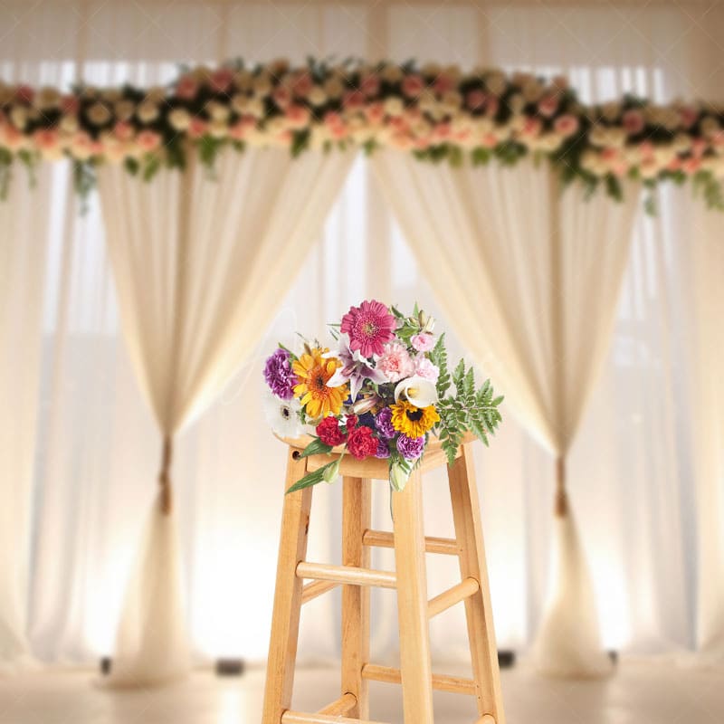 Aperturee - Aperturee Sweet Weddingesq Floral Fresh Light Window Backdrop