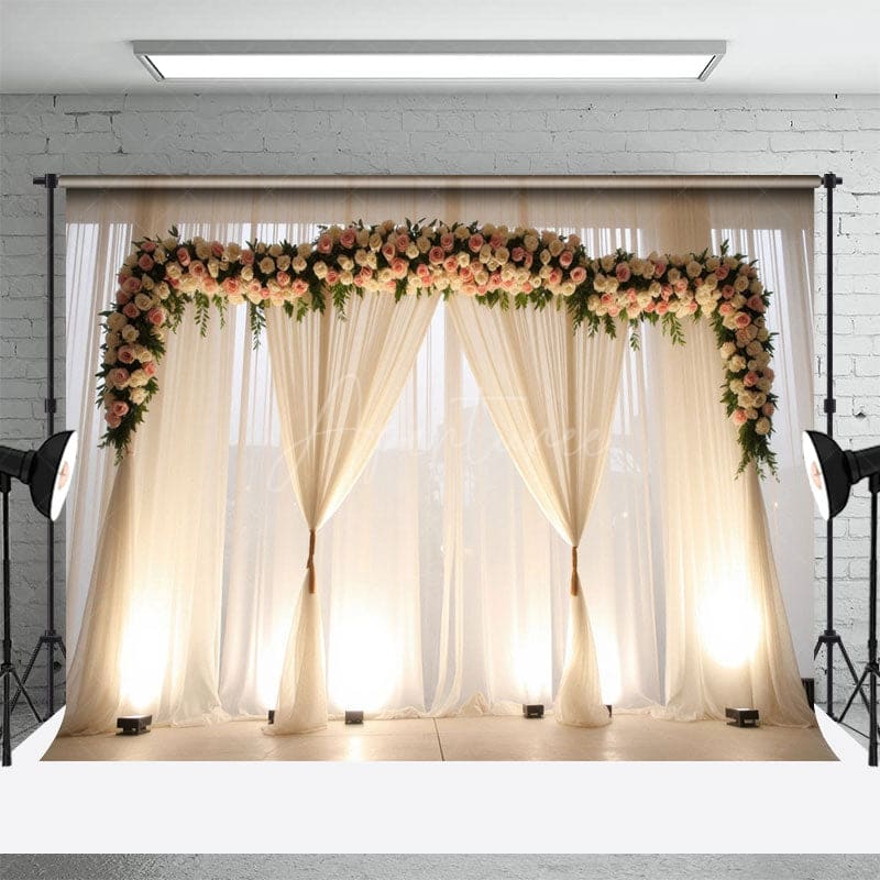 Aperturee - Aperturee Sweet Weddingesq Floral Fresh Light Window Backdrop