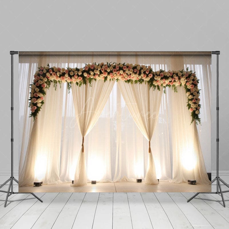 Aperturee - Aperturee Sweet Weddingesq Floral Fresh Light Window Backdrop