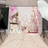 Aperturee - Aperturee Sweet Wood Tent Birthday Cake Smash Sweep Backdrop