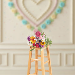 Aperturee Aperturee Sweetheart Cake Smash Photography Backdrop Pastel Cream Roses Heart on White Wall First Birthday Photo Prop