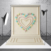 Aperturee Aperturee Sweetheart Cake Smash Photography Backdrop Pastel Cream Roses Heart on White Wall First Birthday Photo Prop