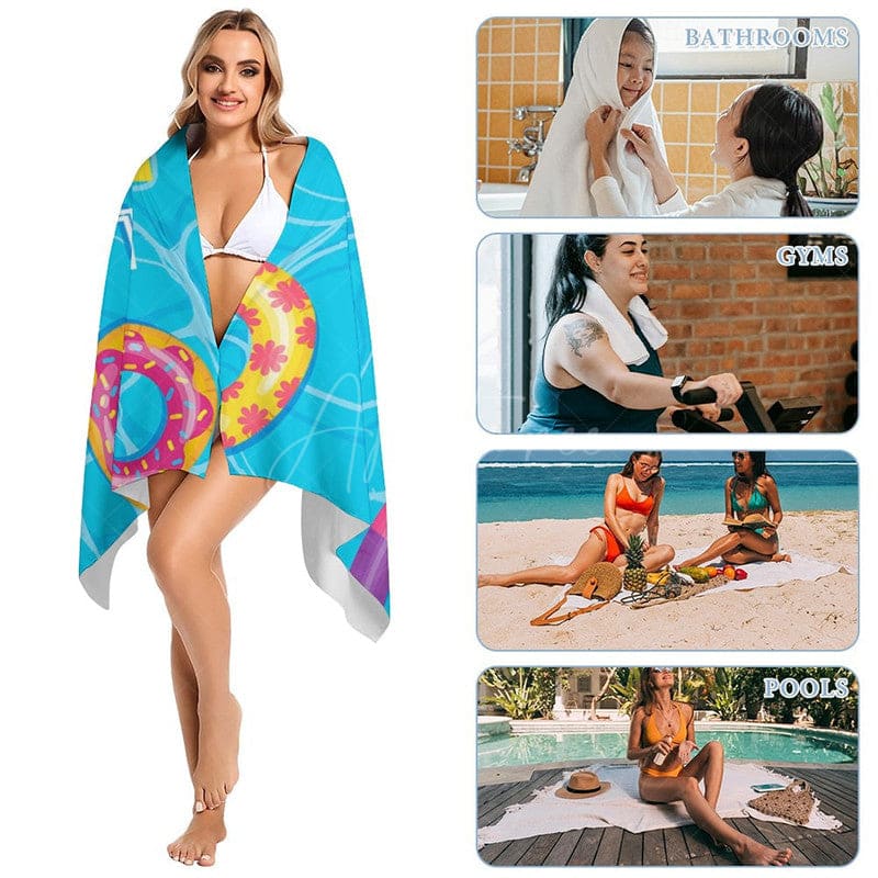 Aperturee - Aperturee Swimming Pool Donuts Custom Est Name Beach Towel