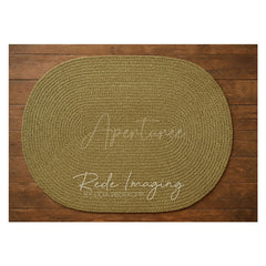 Aperturee - Aperturee Tan Oval Wooden Carpet Rubber Floor Mat For Photo