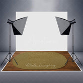 Aperturee - Aperturee Tan Oval Wooden Carpet Rubber Floor Mat For Photo