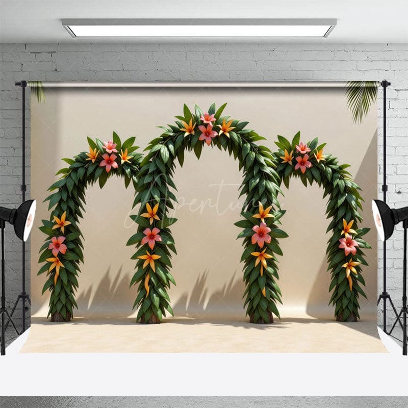 Aperturee - Aperturee Te Fiti Hawaii Plants Arch Door Cake Smash Backdrop