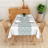 Aperturee - Aperturee Teal Geometric Herringbone Rectangle Tablecloth Modern Arrow Pattern Kitchen Dining Table Cover Room Decoration