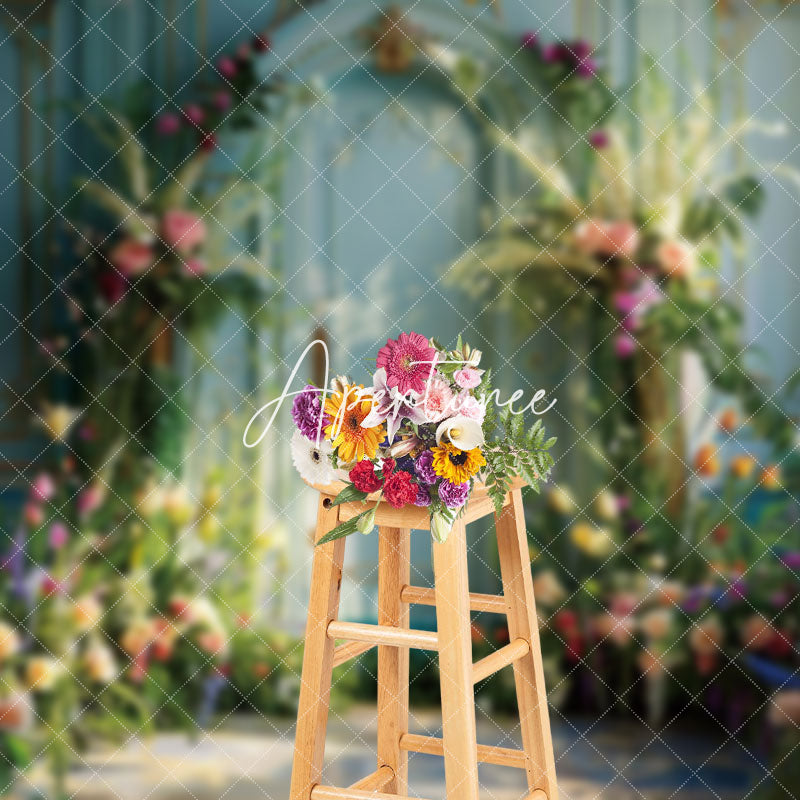 Aperturee - Aperturee Teal Luxury Wall Greenery Floral Wedding Backdrop