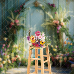 Aperturee - Aperturee Teal Luxury Wall Greenery Floral Wedding Backdrop