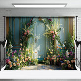 Aperturee - Aperturee Teal Luxury Wall Greenery Floral Wedding Backdrop