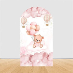 Aperturee - Aperturee Teddy Bear Hot Air Balloon Arch Backdrop Girl Baby Shower Decor Pink Airplane Adventure Theme Party