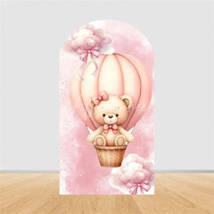 Aperturee - Aperturee Teddy Bear Hot Air Balloon Arch Backdrop Girl Baby Shower Decor Pink Airplane Adventure Theme Party