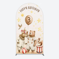 Aperturee - Aperturee Teddy Circus Happy Birthday Cartoon Arch Backdrop