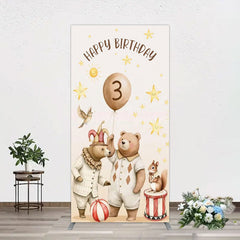 Aperturee - Aperturee Teddy Circus Happy Birthday Cartoon Rectangle Backdrop