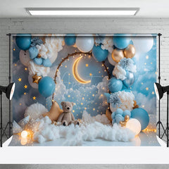 Aperturee - Aperturee Teddy Moon Light Night Sweet Cake Smash Backdrop