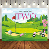 Aperturee Aperturee Tee Time for Two Girls Birthday Backdrop Pink and Green Golf Course Scenery Summer Sports Themed Party Photo Prop