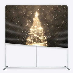 Aperturee - Aperturee Tension Fabric Backdrop Abstract Gold Glitter Christmas Tree Bokeh Background