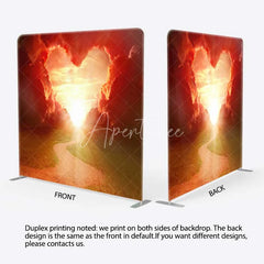 Aperturee - Aperturee Tension Fabric Backdrop Heart Shaped Cloud Sunset Sky Love Road Photography Background