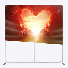 Aperturee - Aperturee Tension Fabric Backdrop Heart Shaped Cloud Sunset Sky Love Road Photography Background