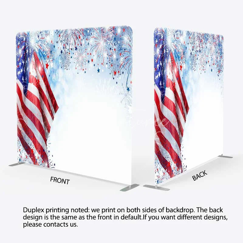 Aperturee - Aperturee Tension Fabric Backdrop Patriotic American Flag 4th of July Fireworks Independence Day Background