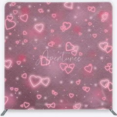Aperturee - Aperturee Tension Fabric Backdrop Pink Neon Hearts Valentine Day Love Photography Prop