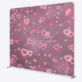 Aperturee - Aperturee Tension Fabric Backdrop Pink Neon Hearts Valentine Day Love Photography Prop