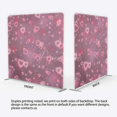 Aperturee - Aperturee Tension Fabric Backdrop Pink Neon Hearts Valentine Day Love Photography Prop